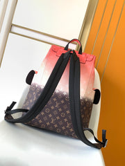 LV 25S CHRISTOPHER BACKPACK 48 IN CORAL RED AND BROWN CALFSKIN