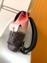 LV 25S CHRISTOPHER BACKPACK 48 IN CORAL RED AND BROWN CALFSKIN