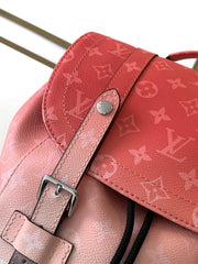 LV 25S CHRISTOPHER BACKPACK 48 IN CORAL RED AND BROWN CALFSKIN