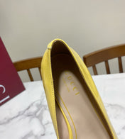 GUCCI 26S HORSEBIT BALLET FLATS IN YELLOW CALFSKIN