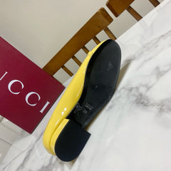 GUCCI 26S HORSEBIT BALLET FLATS IN YELLOW CALFSKIN