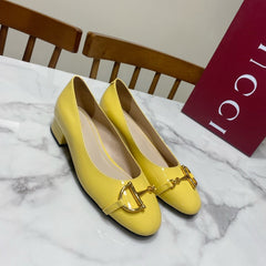 GUCCI 26S HORSEBIT BALLET FLATS IN YELLOW CALFSKIN
