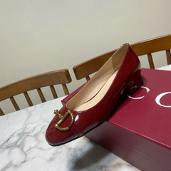 GUCCI 26S HORSEBIT BALLET FLATS IN DARK RED CALFSKIN