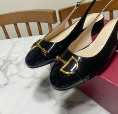 GUCCI 26S SLINGBACK FLATS IN BLACK CALFSKIN