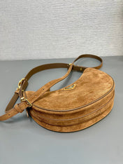 MOON HANDBAG 22 IN RUSSET BROWN SUEDE