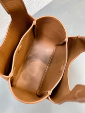 MINI TOTE BAG 18 IN RED BROWN SUEDE GOLD LOGO