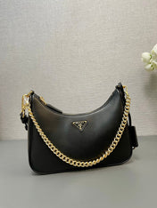 HOBO BAG 23 IN BLACK SMOOTH NAPPA LAMBSKIN GOLD HARDWARE