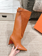 HILONA 6 CM BOOTS IN BRONZE BROWN CALFSKIN AND SUEDE