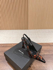 SL DUNE SLINGBACK PUMPS LEOPARD POLISHED CALFSKIN