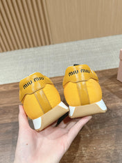 RUNNING SNEAKERS IN YELLOW LAMBSKIN AND FABRIC ANTI-SLIP RUBBER SOLE