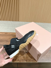 BALLET SHOES IN BLACK LAMBSKIN AND FABRIC ANTI-SLIP RUBBER SOLE