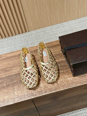 ALAIA MESH BALLET FLATS 25S IN GOLD LAMBSKIN