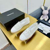 CC ESPADRILLES PLATFORM 25S IN WHITE TWEED MIX CALFSKIN