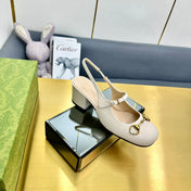 HORSEBIT PUMP IN WHITE SHEEPSKIN