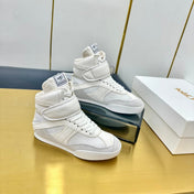 CHLOE 26S HIGH-TOP SKATE SNEAKERS IN WHITE CALFSKIN AND MESH