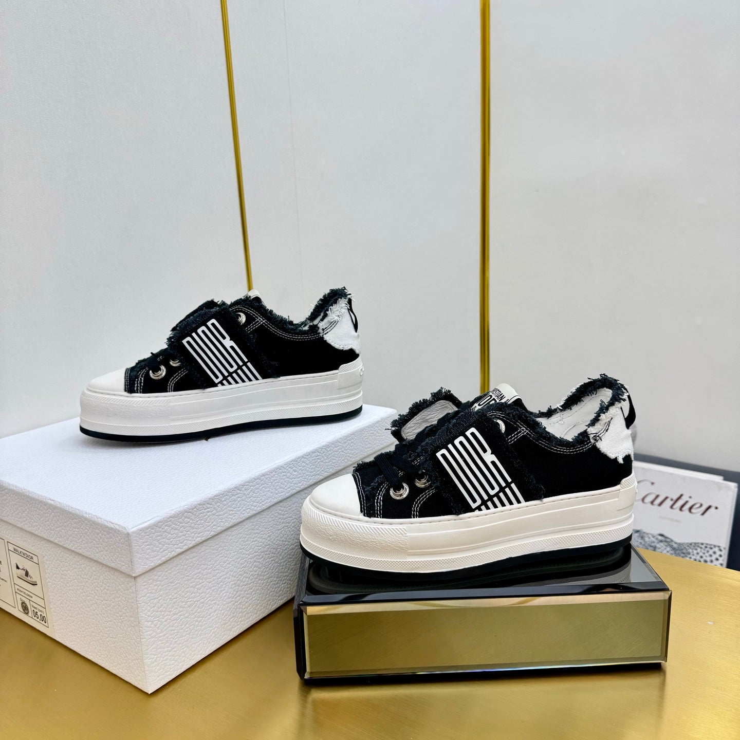 DIOR 26S LOW-TOP PLATFORM SNEAKER 50MM IN BLACK CANVAS