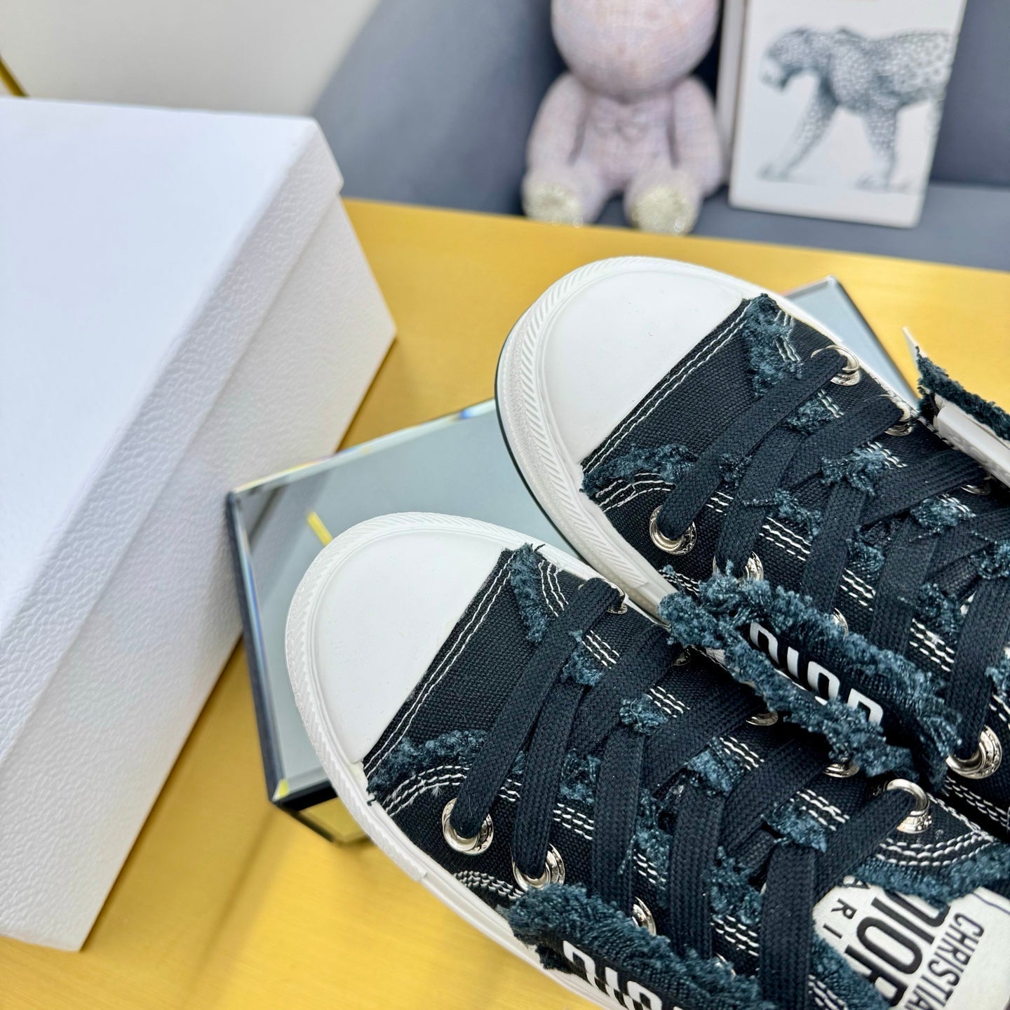 DIOR 26S LOW-TOP PLATFORM SNEAKER 50MM IN BLACK CANVAS
