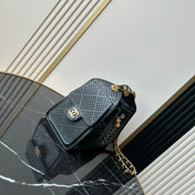 CHANEL 26S HOBO BAG 22 IN BLACK PERFORATED CALFSKIN GOLD HARDWARE