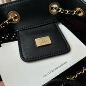 CHANEL 26S HOBO BAG MEDIUM 30 IN BLACK PERFORATED CALFSKIN GOLD HARDWARE
