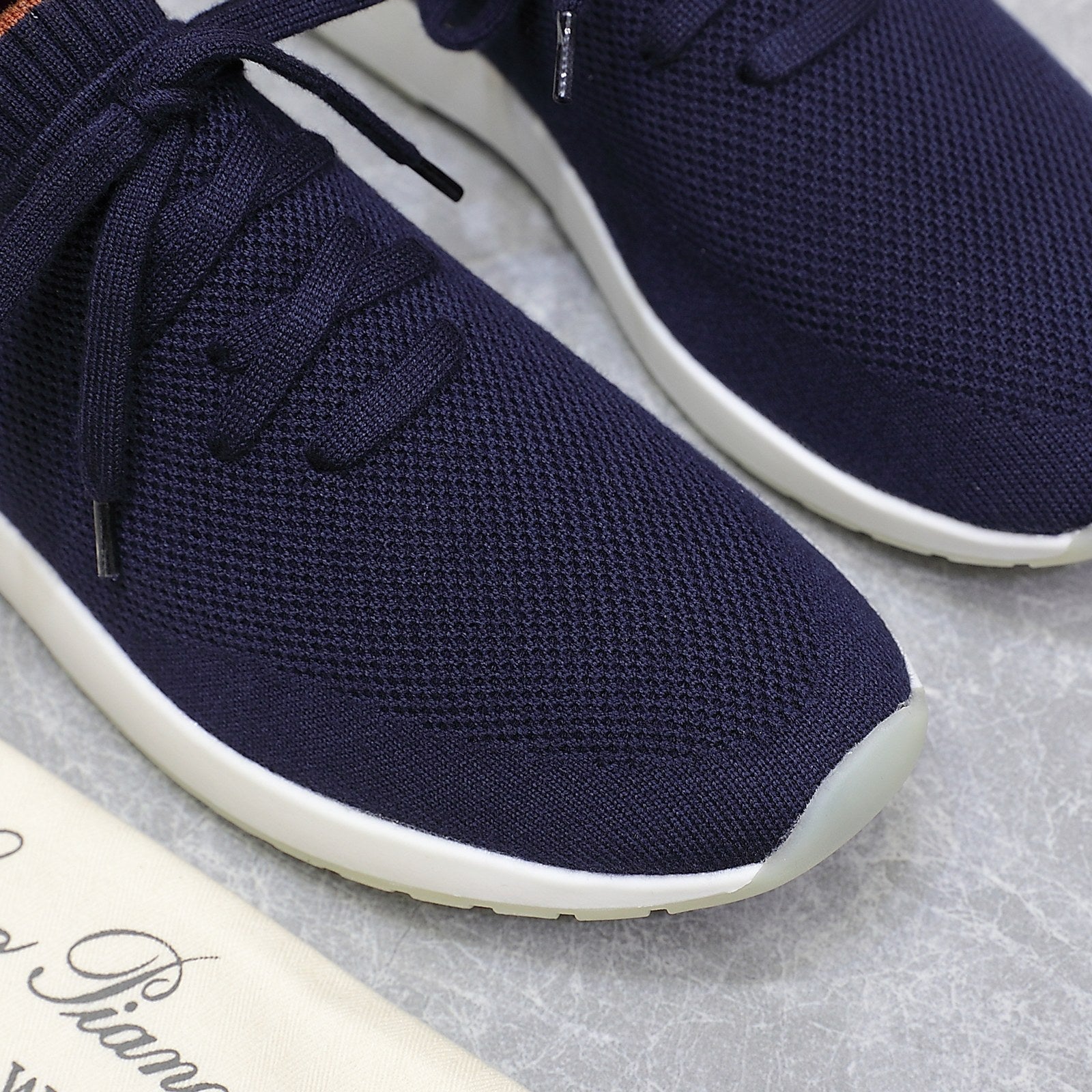 LP LADY FLEXY WALK SNEAKER NAVY BLUE AND ORANGE WOOL CALFSKIN