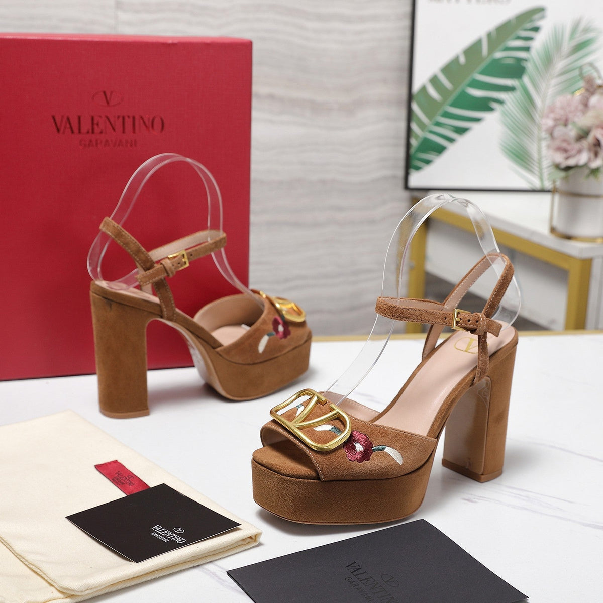 VALENTINO 25S GARAVANI VLOGO SIGNATURE HIGH-HEEL SANDALS 110 MM IN BROWN SUEDE