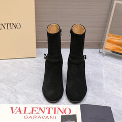 VALENTINO 25S GARAVANI VLOGO LOW BOOTS 80 MM IN BLACK SUEDE