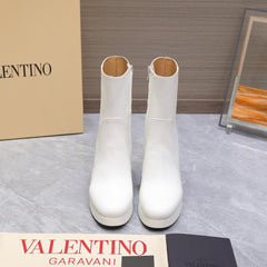 VALENTINO 25S ANKLE BOOTS WITH ZIPPER 90 MM IN WHITE CALFSKIN