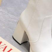 VALENTINO 25S ANKLE BOOTS WITH ZIPPER 90 MM IN WHITE CALFSKIN