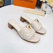 LV 26S MARE HIGH-HEELED MULE SANDALS IN IVORY BEIGE CALFSKIN