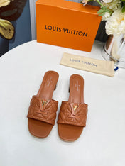 LV 26S MARE HIGH-HEELED MULE SANDALS IN BROWN CALFSKIN