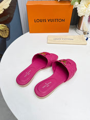 LV 26S MARE FLAT MULES IN PINK CALFSKIN