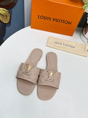 LV 26S MARE FLAT MULES IN DARK BEIGE CALFSKIN