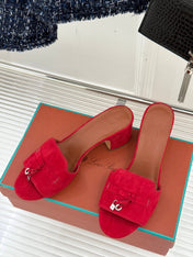 HIGH HEELS IN RED SUEDE AND LAMBSKIN