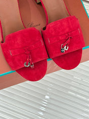 HIGH HEELS IN RED SUEDE AND LAMBSKIN