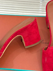 HIGH HEELS IN RED SUEDE AND LAMBSKIN