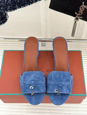 HIGH HEELS IN BLUE SUEDE AND LAMBSKIN