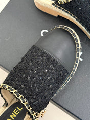 CC MULES 25SS 30 MM IN BLACK LAMBSKIN MIX TWEED