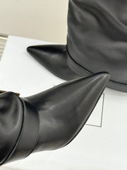 BALMAIN 25S ANTHEM BOOTS IN BLACK CALFSKIN