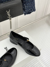 CELINE 26S MARY JANE SHOES IN BLACK LAMBSKIN