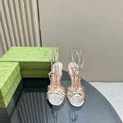 CRYSTAL HORSEBIT STRAPPY SANDAL 10.5CM IN PASTEL YELLOW PATENT LEATHER