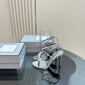 HIGH-HEELED 10 CM SANDAL IN SILVER LAMBSKIN