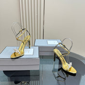 HIGH-HEELED 10 CM SANDAL IN GOLD LAMBSKIN