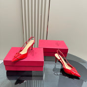 VLOGO SIGNATURUE CHERRY RED PATENT LEATHER SLINGBACK PUMP 80MM