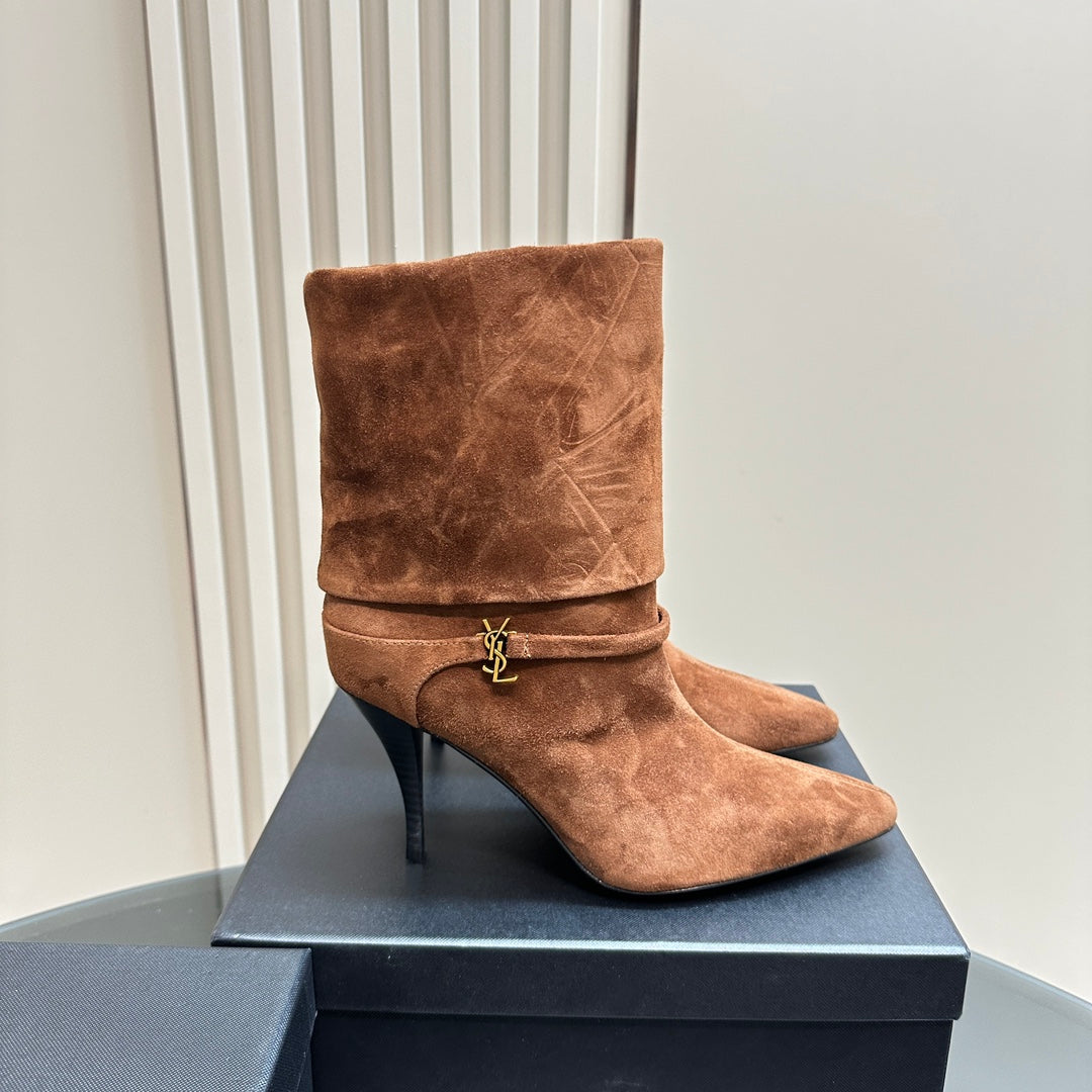 NIKI BOOTIES IN ASH BROWN SUEDE