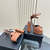 BIANCA PLATFORM SANDALS IN SIENNA BROWN SUEDE