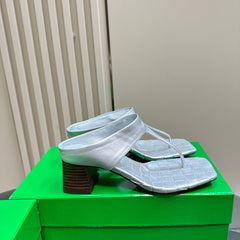 MARELLA THONG IN SILVER LEATHER WITH SIGNATURE INTRECCIATO INSOLE 55 MM