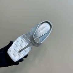 MARELLA THONG IN SILVER LEATHER WITH SIGNATURE INTRECCIATO INSOLE 55 MM