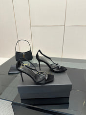 BALMAIN 25S LIPS SANDALS 10 IN BLACK SUEDE