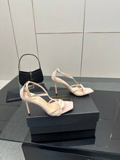 BALMAIN 25S LIPS SANDALS 10 IN BLUSH BEIGE SUEDE