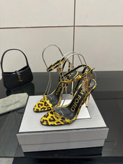 TOM FORD 26S HEELED SANDALS 100 MM IN LEOPARD PRINT CALFSKIN STYLE 3